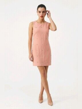 Sweet Rain Blush Pink Embellished Mini Shift Dress